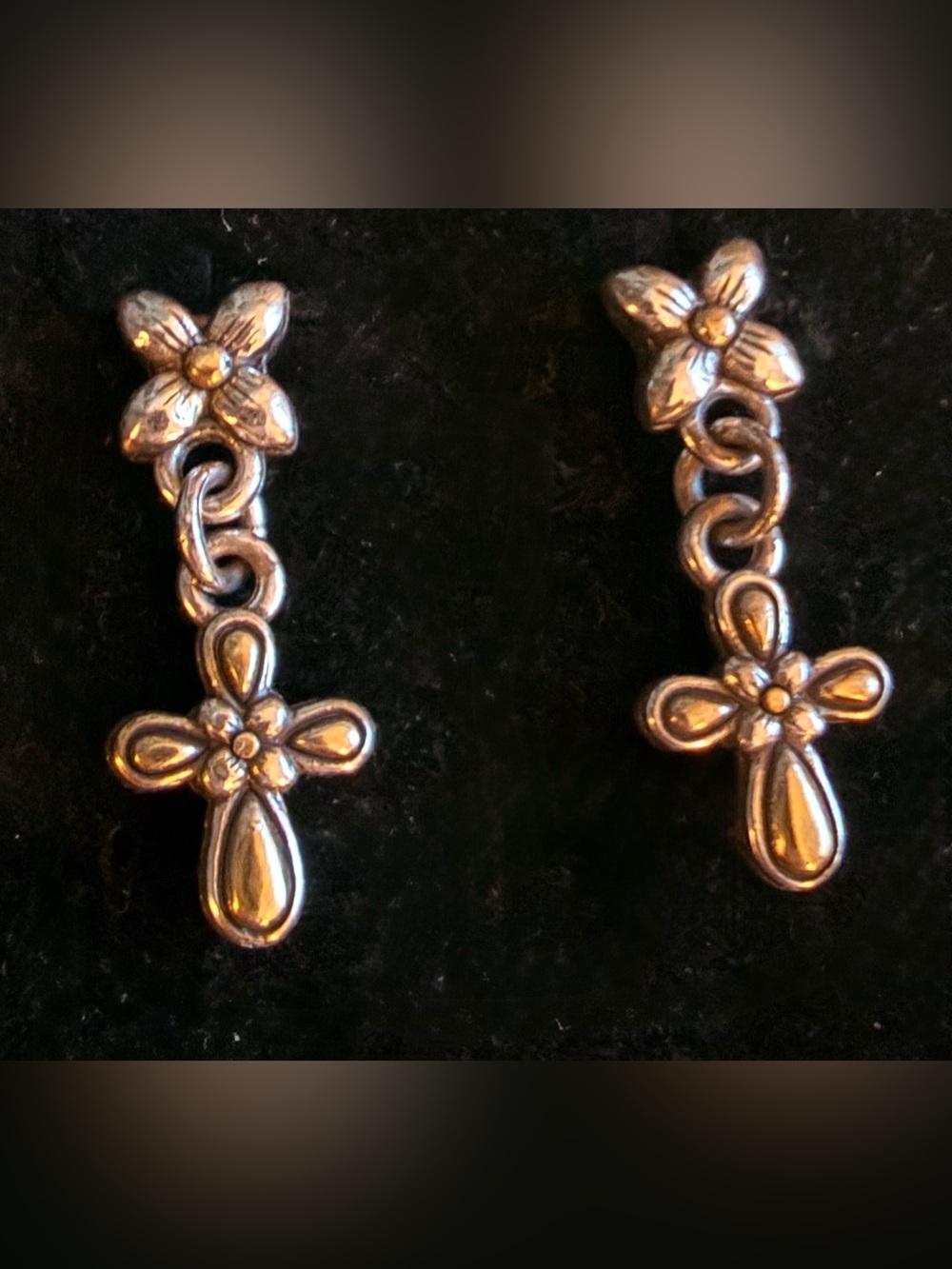 Brighton Floral Post with Two Tone Cross Drop Earrings